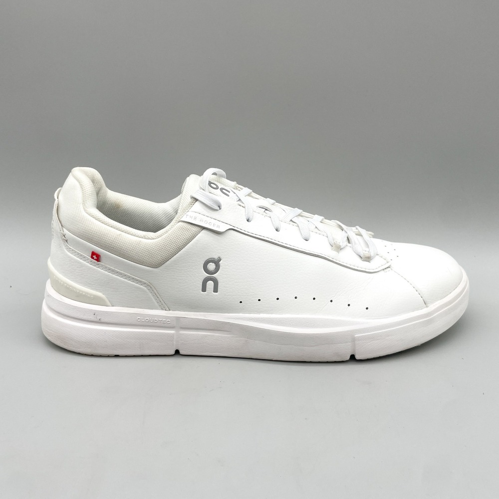 On Cloud Running Mens 12 The Roger Advantage Sneakers Shoes White Leather Tennis